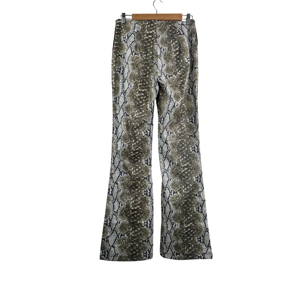ASOS Design Snake Print High Waist Flare Bell Bottom Pants faux leather‎ sz 6 - Picture 2 of 8